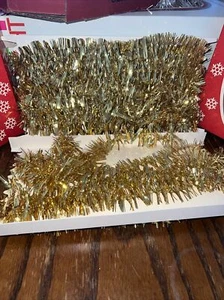 Guirnalda de oropel de colección dorada Navidad en caja sin usar 18 pies x 1 prueba nacional de deslustre - Imagen 1 de 6