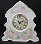 Lanshire  Hand Painted Porcelain  Clock~Signed~Works Roses Shabby Victorian Styl