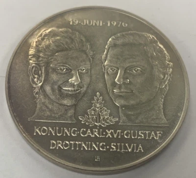 1976 SWEDEN 50 Kronor Coin ~ King Gustaf V Queen Silvia ROYAL WEDDING ~ Toning - Image 1 of 3