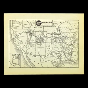 Vintage MISSOURI PACIFIC Eisenbahnkarte Antik Missouri Pacific Systemkarte 1930er - Bild 1 von 7