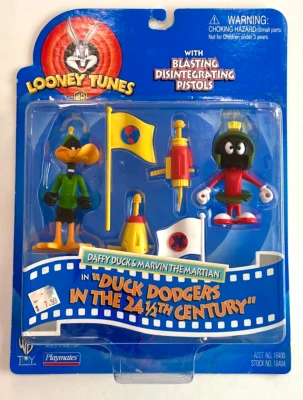 Vintage 1997 Playmates Looney Tunes Duck Dodgers & Marvin the Martial Action Fig - Image 1 of 4