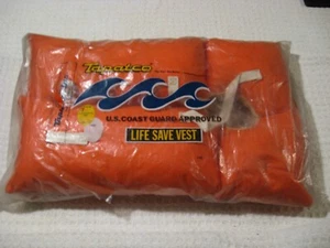 Vintage TAPATCO Type-1 ADULT SIZE Orange Bouyant Vest Life Jacket Model AK-1 NEW - Picture 1 of 10