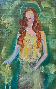 Frauenporträt Ästhetik Ölmalerei 10x15 cm Ölgemälde auf Leinwandgewebe - Bild 1 von 13