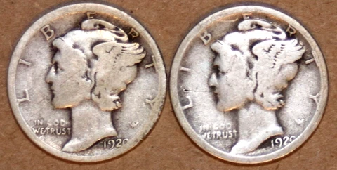 (2) Mercury Dimes -1920D(VG) 1920S(VG) - #3183CA621 - FREE SHIPPING Cover
