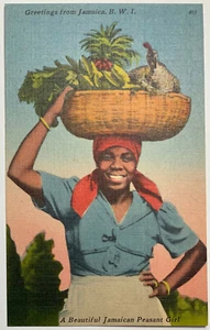 Jamaican Postcard unused Vintage A Beautiful Jamaican Peasent Girl - Picture 1 of 2