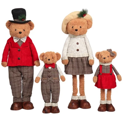2025 Member's Mark Plush Bear Family Set 4 Christmas Holiday Decorations Decor - Image 1 of 4