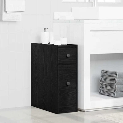 vidaXL Armadio per Bagno Stretto Rovere nero 80 x 18 x 60 cm - Immagine 1 di 4