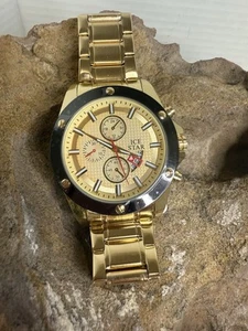 Men's Ice Star Gold Plated Link Watch Dress Or Casual - Picture 1 of 6