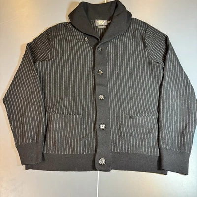 Polo RRL Doble RL Rayas Cárdigan Suéter Lana Chal Cuello Negro Grande Foto 1 de 4