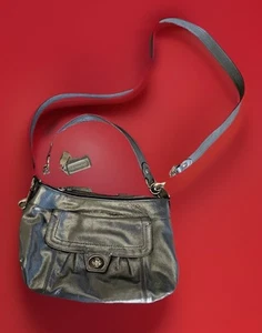 Coach Crossbody 7919 metallic silver gunmetal( See Pics 7-8 For Flaws) - Picture 1 of 12