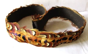 Beautiful Hatband Peacock Pheasant Feathers on Band Hand made - Picture 1 of 4
