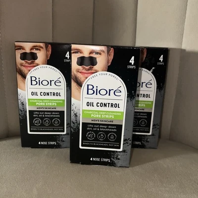 3 Bioré Men's Pore Strips for Blackhead Removal Deep Cleansing Nose Strips 4 Ct - Image 1 of 3