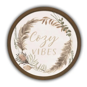 Creative Products Cozy Vibes Wreath 20 x 20 Round Brown Framed Print - Picture 1 of 5