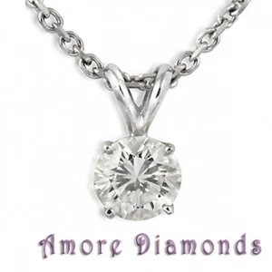 1 KT G FARBE NATÜRLICHER RUNDER IDEALSCHLIFF DIAMANT SOLITÄR ANHÄNGER 18K WEISSGOLD  - Bild 1 von 1