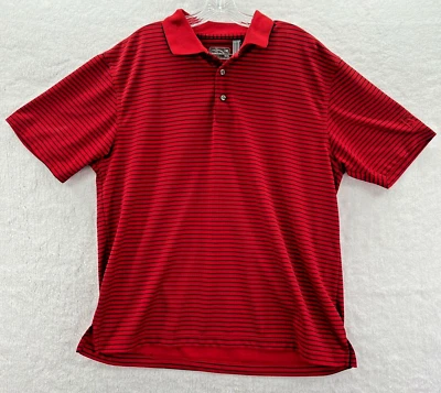 Champions Tour XL Mens Red Polo Shirt Short Sleeve Black Stripes Extra Large XG - Image 1 of 4