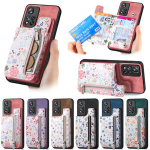 Flowers Painted Card Slots Cases Painted Zipper leather Purse Covers for Xiaomi