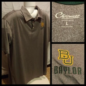 Herren Chiliwear NCAA Baylor Bears Texas meliert grau kurz SLV Polo Shirt Large - Bild 1 von 9