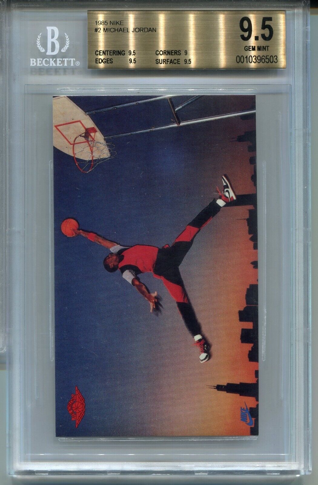 1985 Nike Basketball #2 Michael Jordan Rookie Card XRC Graded BGS 9.5 Gem Mint