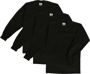 Pro Club 3-Pack Heavyweight Cotton Long Sleeve T-Shirt Regular & Tall Sizes - Picture 1 of 18
