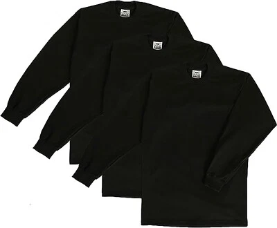 Pro Club 3-Pack  Heavyweight Cotton Long Sleeve  T-Shirt Regular & Tall Sizes - Image 1 of 4