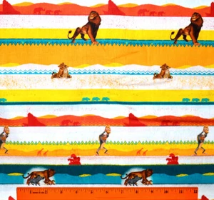 SALE!!! Lion King Fabric - HALF YARD - 100% Cotton - Simba Africa Quilting Movie - Zdjęcie 1 z 1