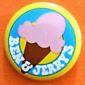 BEN and JERRY'S - 1978 metal litho promo pinback button - Burlington, Vermont - Picture 1 of 1