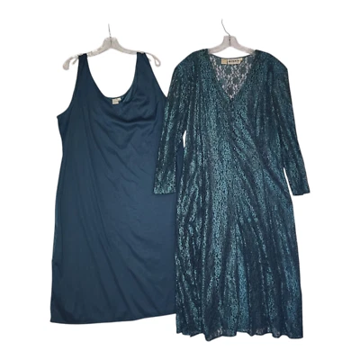 Vintage Joni Blair Midi Dress Womens Size 20 Green Lace Renaissance Fairy Bridal - Image 1 of 4