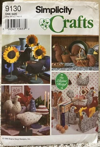 Vtg Simplicity Sewing Pattern 9130 Chickens Sunflower Crows Ducks 1990s - Picture 1 of 2