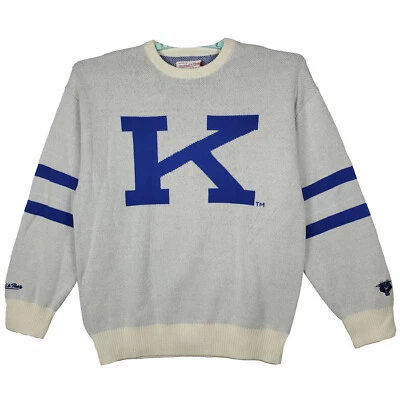Kentucky Wildcats Mitchell & Ness NCAA Large Knitted Sweater Cream Blue NWT - Image 1 of 4