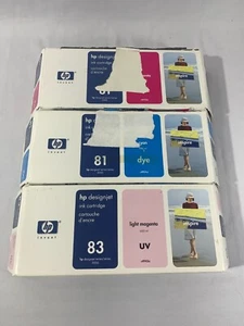 NEW Lot of 3 HP 81 & 83 Ink Cyan Magenta DesignJet 5000 C4945A C4931A C4932A - Picture 1 of 4