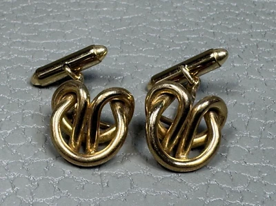 Gemelos vintage Jacques Kreisler Love Knot chapados en oro amarillo Foto 1 de 3