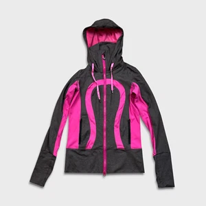 Lululemon In Stride Jacket Women Size 4 Gray Full Zip Hooded Active Thumbholes - Picture 1 of 10