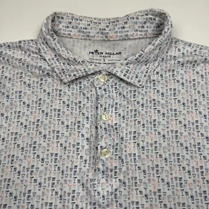 Peter Millar Seaside Polo Mens Large 100% Pima Cotton Cocktail Drink Print - Picture 1 of 7