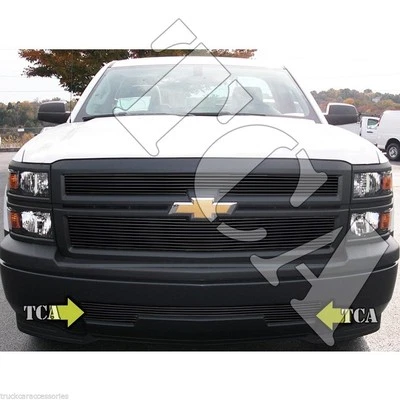 For CHEVY Silverado 1500 2014 2015 1PC Black Bumper OVERLAY Grille Tow Covered Foto 1 de 2
