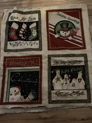 David Textiles Quilt Fabric Christmas Squares Snowman 2 Yards  - Image 1 of 4