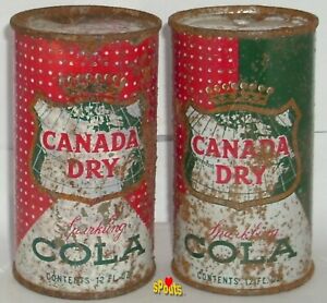 2 CANS CANADA DRY SPARKLING COLA FLAT TOPS GOLD CROWN SODA POP DRINK NEW YORK,NY