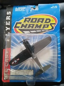 Road Champs Die-Cast Flyers (1997) Jakks Pacific Blue F-4U Corsair Toy Plane - Picture 1 of 3