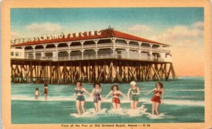 Lot of 3 ME Postcards Old Orchard Beach Pier Beach Casino 1940s Bathing Suits - Picture 1 of 6