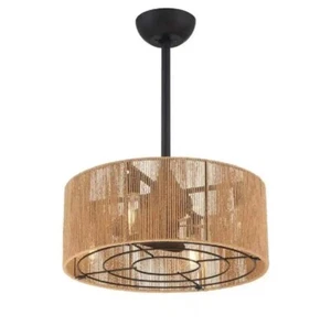 Hampton Bay Montabel 22 in. Indoor Matte Black and Natural Ceiling Fan w/ Remote - Picture 1 of 10