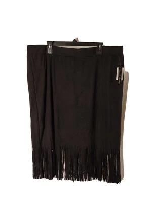 Midi Skirt Fringe French Laundry Women's Adult Size 3X Ladies Boho Plus Black - Image 1 of 4