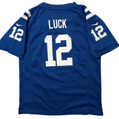Andrew Luck Jersey Youth Large 14/16 Kids Colts #12 Blue Football Nike On Field - Image 1 of 4