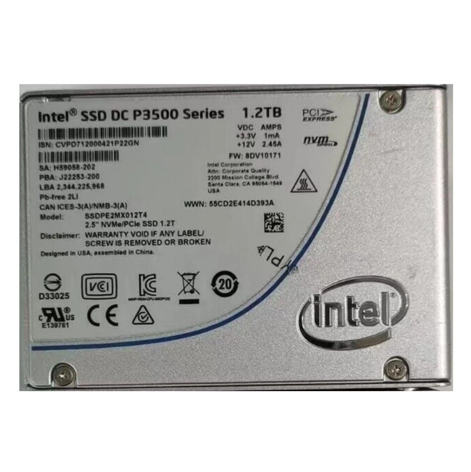 Intel DC P3500 1.2TB SSD MLC PCIE 2.5" NVMe SSDPE2MX012T401 Solid State Drive - Image 1 of 1