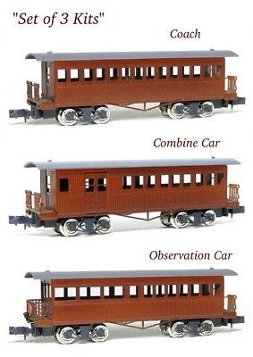N Scale Aru-Model Wooden Coach/Combine/Observation Set of 3 Kits Passenger Car - Image 1 of 4