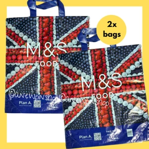 M&S Shopping Bags x2 Large Durabag Plastic Carriers Strong Durable NEW Marks - Picture 1 of 6