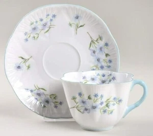 Shelley Flat Cup and Saucer Set "Blue Rock" (Dainty Shape) H-2 1/2in W-3 1/4in F - Picture 1 of 7