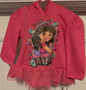New DORA THE EXPLORER  Girls Pants & Hoodie Shirt 18 Months 2 Piece Pink - Picture 1 of 4