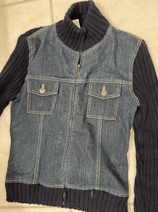 CLIO UNIQUE SWEATER KNIT BODY&SLEEVE WORK-CASUAL COZY COMFY JEANS SWEATER JACKET - Picture 1 of 4