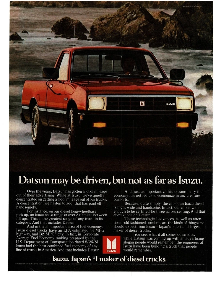 Camioneta pickup ISUZU 1982 roja anuncio vintage  Foto 1 de 1