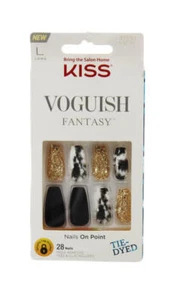 False Nails Kiss Voguish Fantasy Nails 28 Count Color Tie-Dyed Size Long - Picture 1 of 3