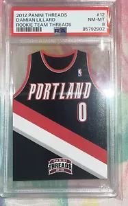 Damian Lillard 2012 Threads Rookie Team Threads Die Cut PSA 8 - Picture 1 of 2